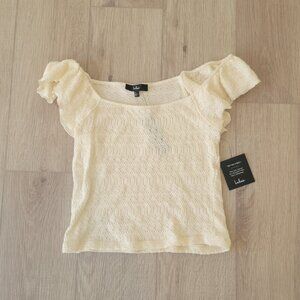 Lulus Flutter Sleeve Crochet Top